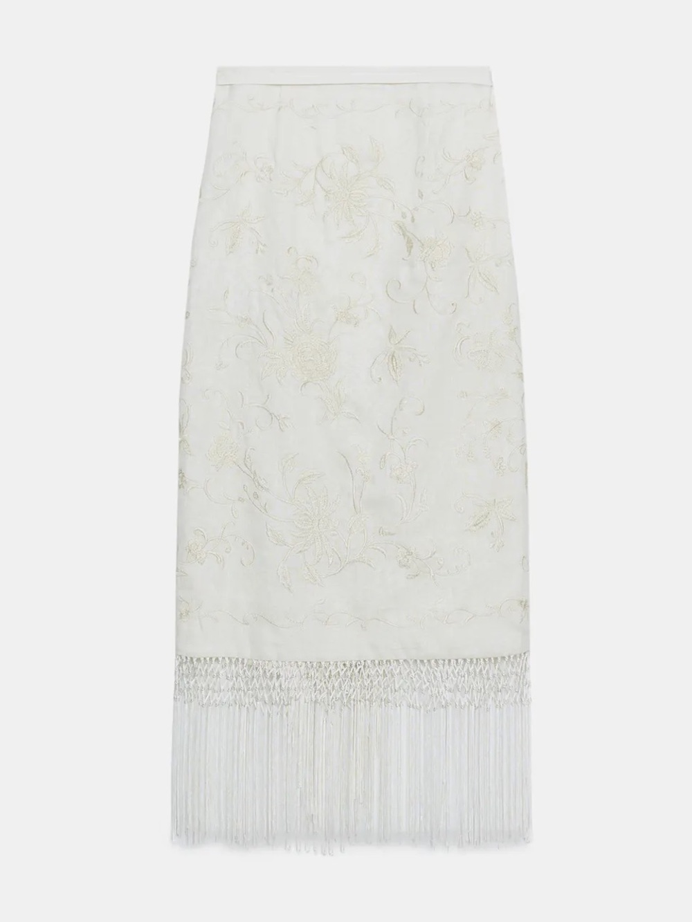 ZARA ZW COLLECTION 100% LINEN EMBROIDERED MIDI SKIRT - Picture 10 of 14